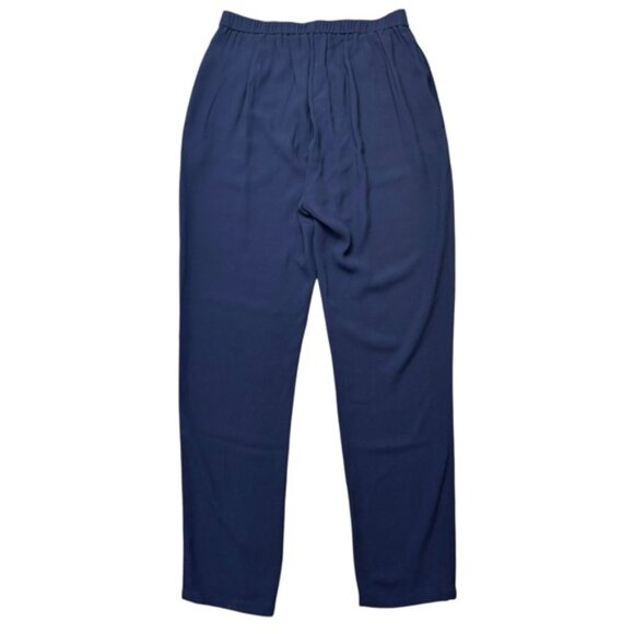Eileen Fisher Woman Navy 100% Silk Georgette Crepe Slouchy Ankle Pants Size XXS - Picture 6 of 7